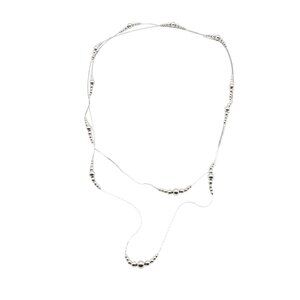 Sterling Silver Beaded Long Necklace – 60 Inch Single Strand Layering Chain